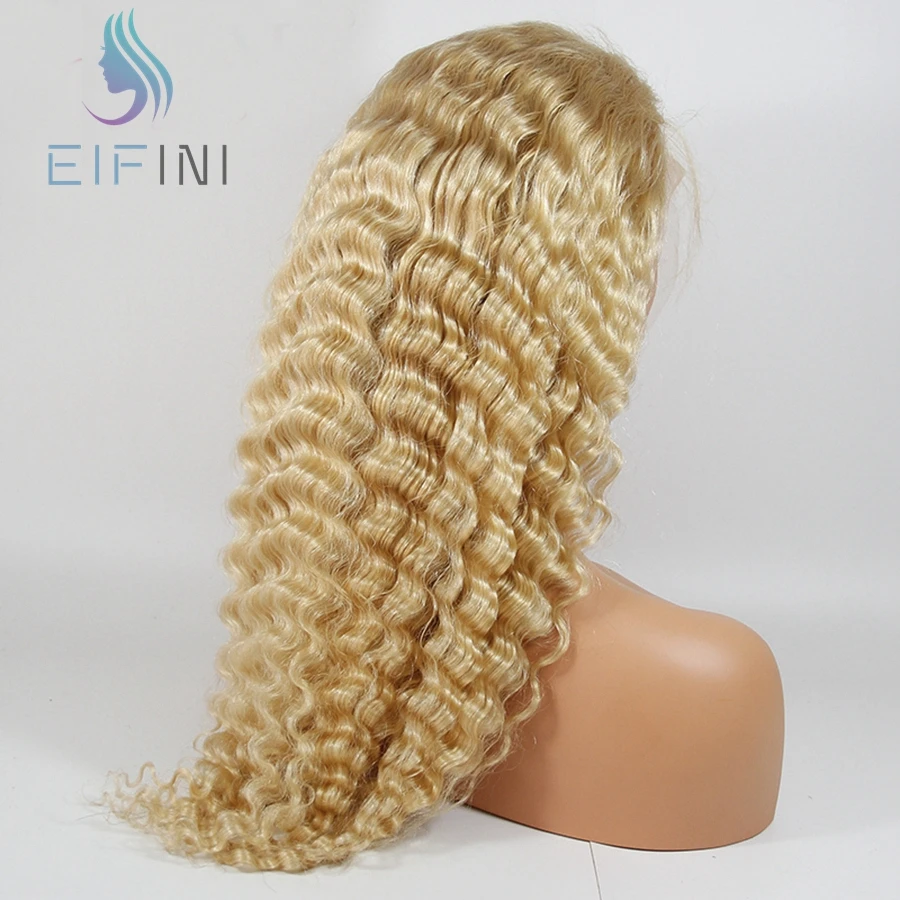 13x6 вьющиеся светлые Синтетические волосы на кружеве парики 150% плотность Реми бразильские пучки волос глубокая волна Синтетические волосы на кружеве парики из натуральных волос с Африканской структурой, Для женщин с детскими волосами