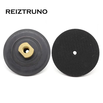 

REIZTRUNO 4" 100mm Rubber Backer Pad Copper Joint M14 Or 5/8-11 Professional Polishing Tool Rubber Based Backing Pad velcro tape
