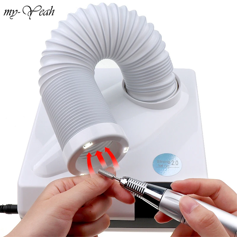 60W 24000RPM Nail Dust Collector Dust Suction Vacuum Cleaner Nail Art Powerful Fan Manicure Machine 3 LEDS