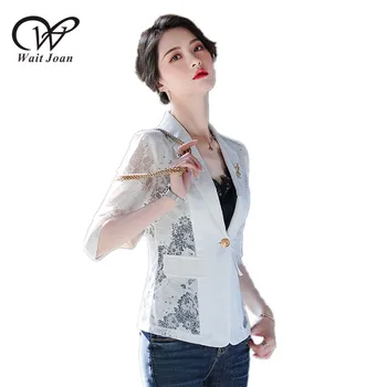 

New Spring Summer elegant casual suit office Lace hollow out women's office suit Floral print Blazer women Plus size jacket lady