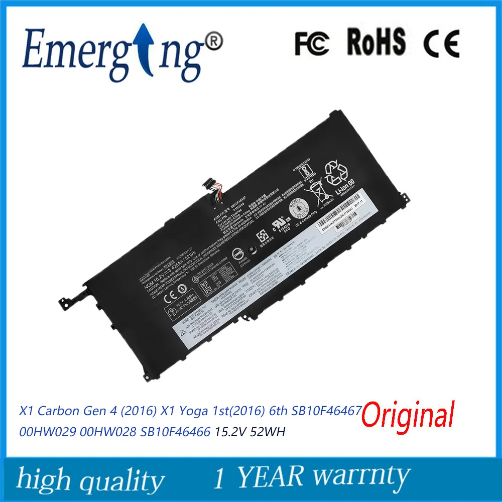 15,2 V 52WH Новая батарея для ноутбука SB10F46467 для lenovo ThinkPad X1 Carbon Gen 4 Yoga 1st() 6th 00HW028 00HW029