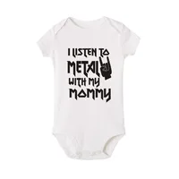 I Listen to Metal with My Mommy and Daddy Baby Bodysuits Cotton Soft Baby Body Suit Short Sleeve Jumpsuit Baby Boy Girl Outfits 2
