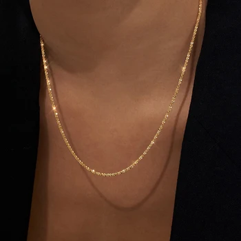 Peri'sBox Gold Silver Color Flat Shiny Glossy Chain Necklaces Minimalist Statement Elegant Chokers For Women Jewelry 2021 Hot