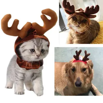 

Dogs Cat Reindeer Headband Cap Pet Elk Antlers Cute Hats Puppy Deer Horns Caps Headdress Cat Xmas Costume Hair Decor