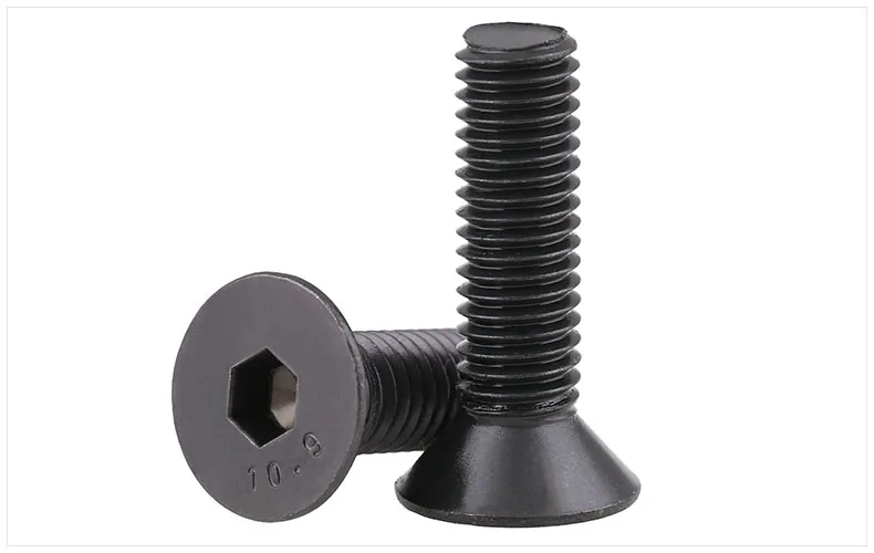 M4 x 16mm Flat Head Socket Cap Screws 12.9 Alloy Steel w Black Ox DIN 7991 
