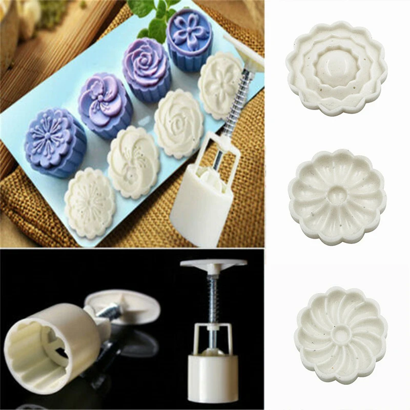 Moon Cake Decoration Tools 6 Style Round Flower Mooncake Mold Hand Pressure Fondant DIY Cookie Cutter Pastry Baking Tool | Дом и сад