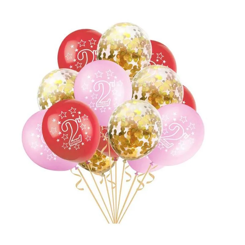 Двойные вечерние шарики ко дню рождения розовые для девочек 2 шары детей лет