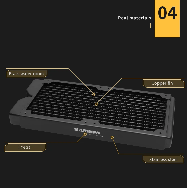 Günstig BARROW 30mm Dicke Kupfer 360mm Kühler Computer Wasser Entladung Flüssigkeit Wärme Tauscher G1 4 Gewinde verwenden für 12cm Fans