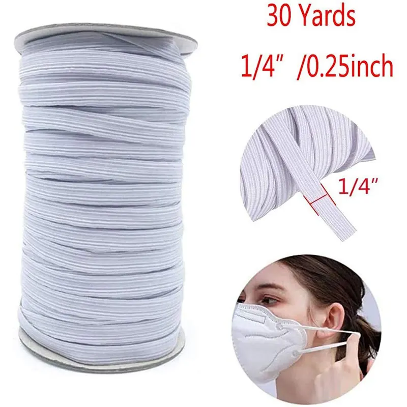 

2pcs Elastic Band 30 Yards Length 1/4 Inch Width Braided Elastic Cord DIY Sewing Elastic Rope Bungee Knit Mask Elastic Spool