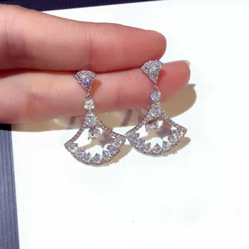 

S925 Sterling Silver Color Cute Stud Earrings with Bling Zircon Stone for Women Fashion Jewelry Korean Earrings High Quality