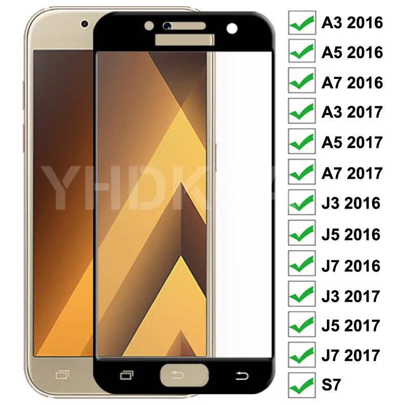 Защитное стекло 9D для Samsung Galaxy A3 A5 A7 J3 J5 J7 2016 2017 S7 J2 J4 Core Prime закаленное | Мобильные