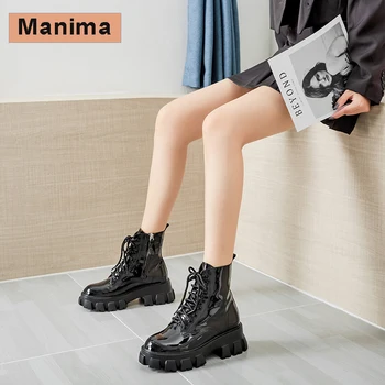 

Wedge heel Martin boots female autumn British style waterproof thick bottom women's shoes winter plus velvet black women's boots