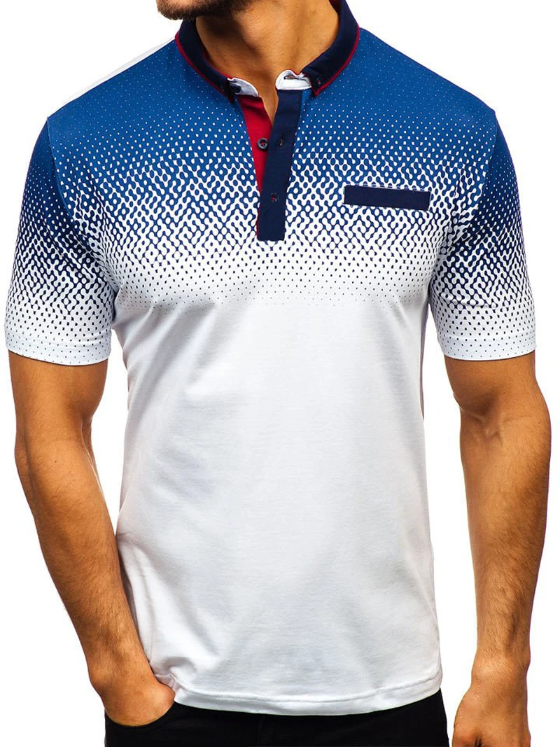 Мужские градиентные теннисные рубашки для гольфа мужские рубашки с отложным воротником размера плюс 3XL хлопковые футболки с коротким рукавом - Цвет: C