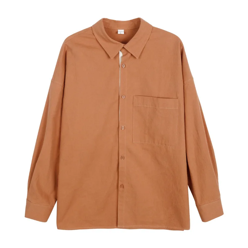 

2020 New Early Spring Blouse Women Long Sleeve Tops Cotton Woman Clothes Solid Pockets Turn-down Collar Korean Fashion Clothing