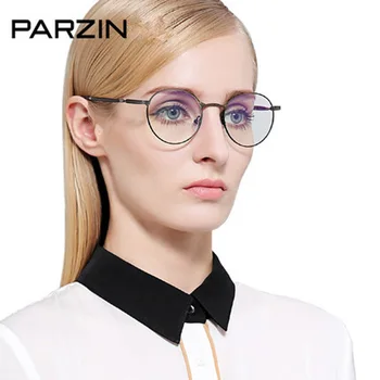 

PARZIN Round Eye Glasses Frames for Women Men Metallic Glasses Frame Vintage Full Eyeglasses Frame Reading Men Accessories