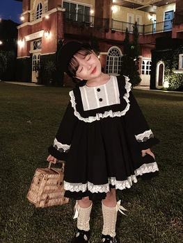 

spring dress long Sleeve Cotton lace Children's lolita style princess A-Line Toddler Girl Dress