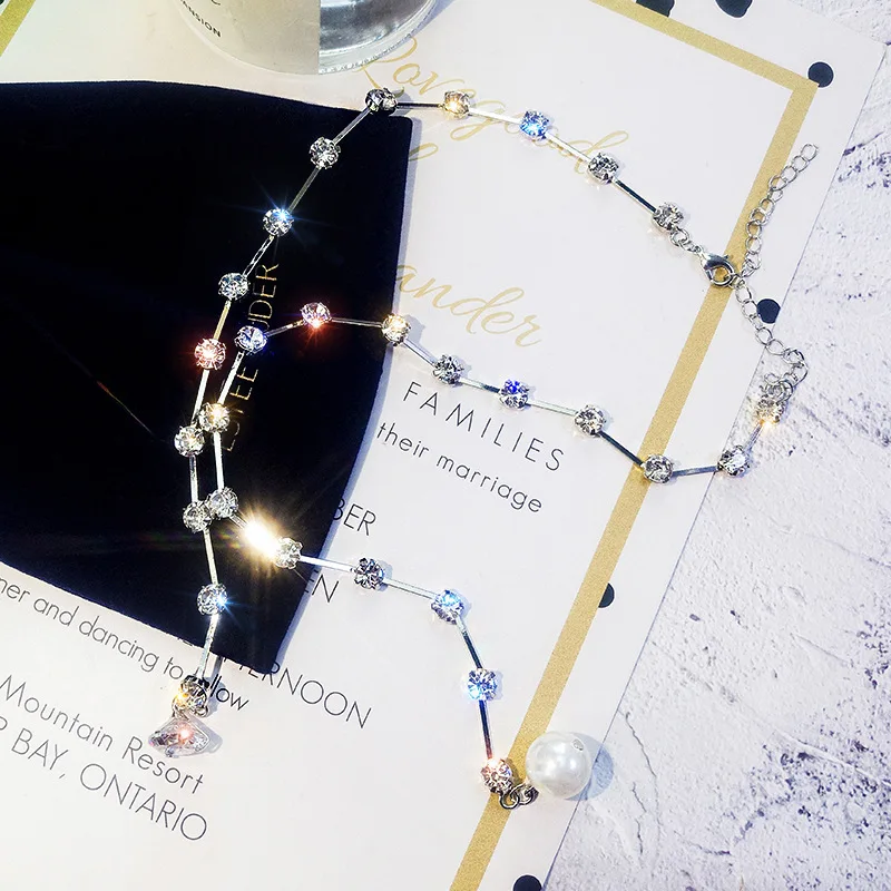 DREJEW Корейская Изысканная цепь жемчужное дизайнерское Массивное колье рождественское длинное ожерелье из сплава белого цвета для женщин ювелирные изделия HN203