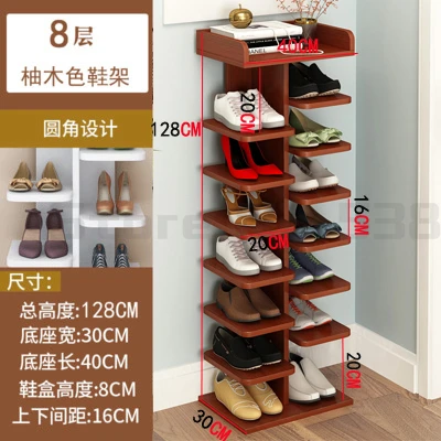 Зеленый Shoe rack multi-layer shoe cabinet home door simple collection of godware small wood into the door economic dust-proof rack - Цвет: Зеленый