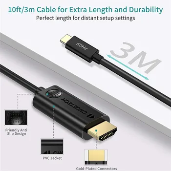

USB C to HDMI Cable 4K@60Hz(3m) Type C (Thunderbolt 3) to HDMI 4K Cable for iPad Pro 2020,2020/2019/2018