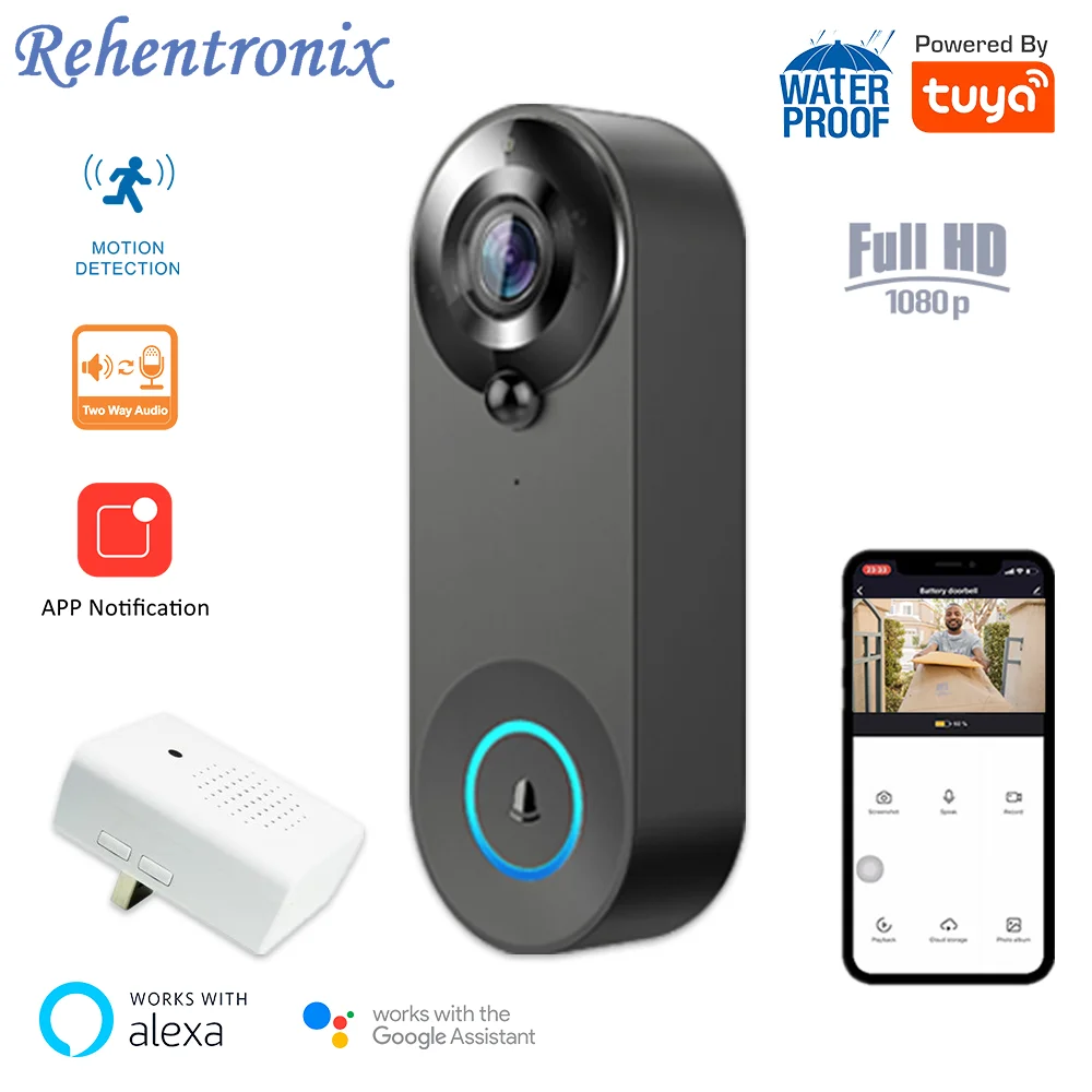 Дверной звонок 1080P Wi-Fi Tuya умный дом беспроводной дверной домофон для квартиры