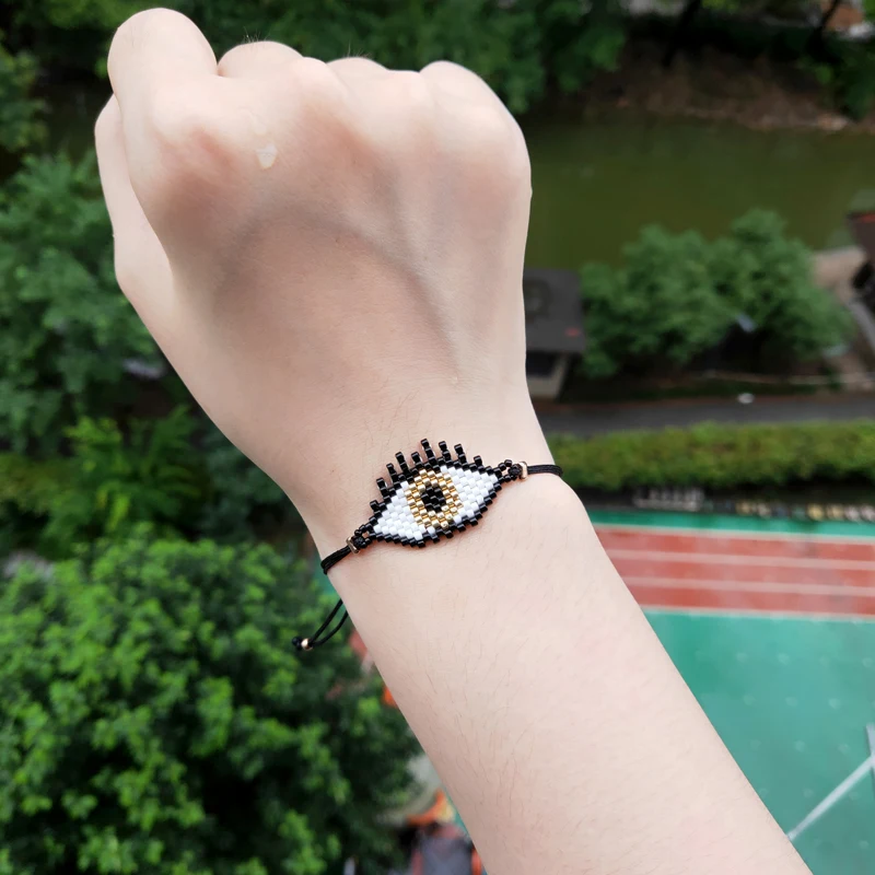 

FAIRYWOO Miyuki Jewelry Evil Eye Bracelet Fashion Women Accessories Friendship Bracelets Drawstring Rope Dangle Charms In Israel