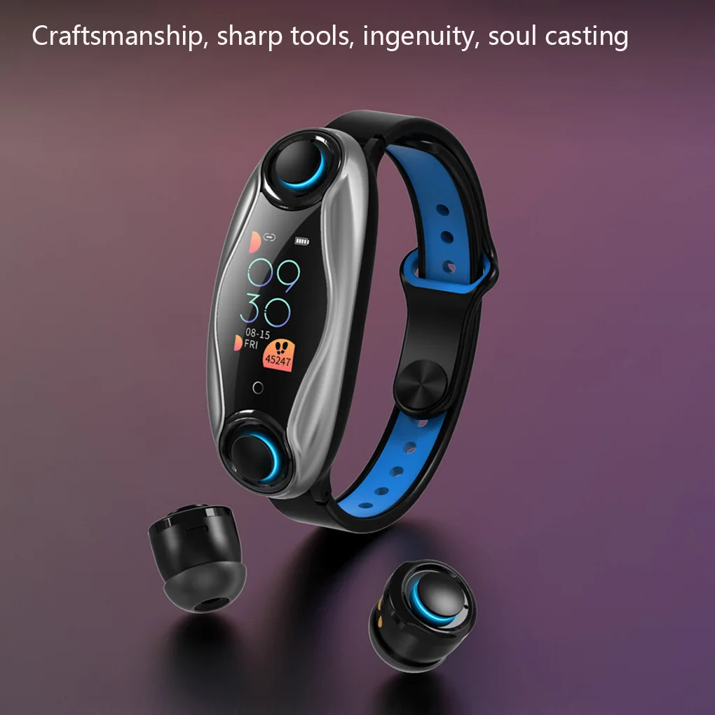T90 Фитнес смарт-браслет Смарт-часы 2-в-1 Беспроводной наушники Bluetooth 5,0 наушники