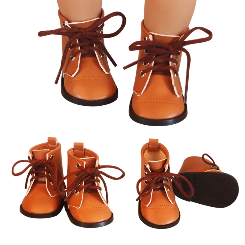 

Newest Brown Color Doll PU Martin Boots High-quality Leather Doll Shoes 7cm For 18 inch American And 43 New Baby Dolls Toy