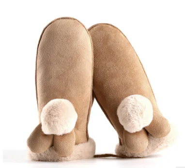 Зимние женские шерстяные перчатки теплая кашемировая замша ткань теплые толстые плюшевые наручные зимние перчатки милые женские варежки без пальцев - Цвет: as shown