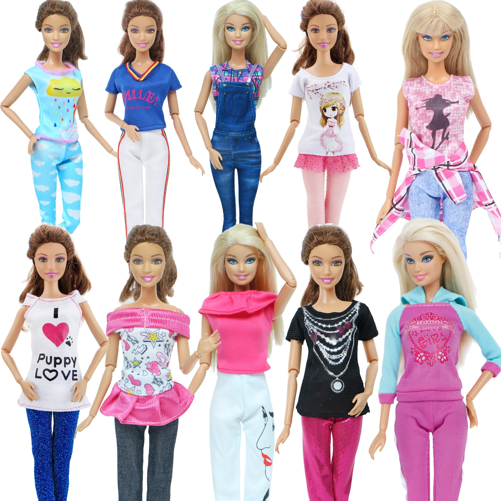 Conjunto de ropa deportiva para muñeca Barbie, conjunto de informal uso diario, blusa de estilo mixto, camiseta y pantalones, accesorios, 1 ud.| Muñecas| - AliExpress