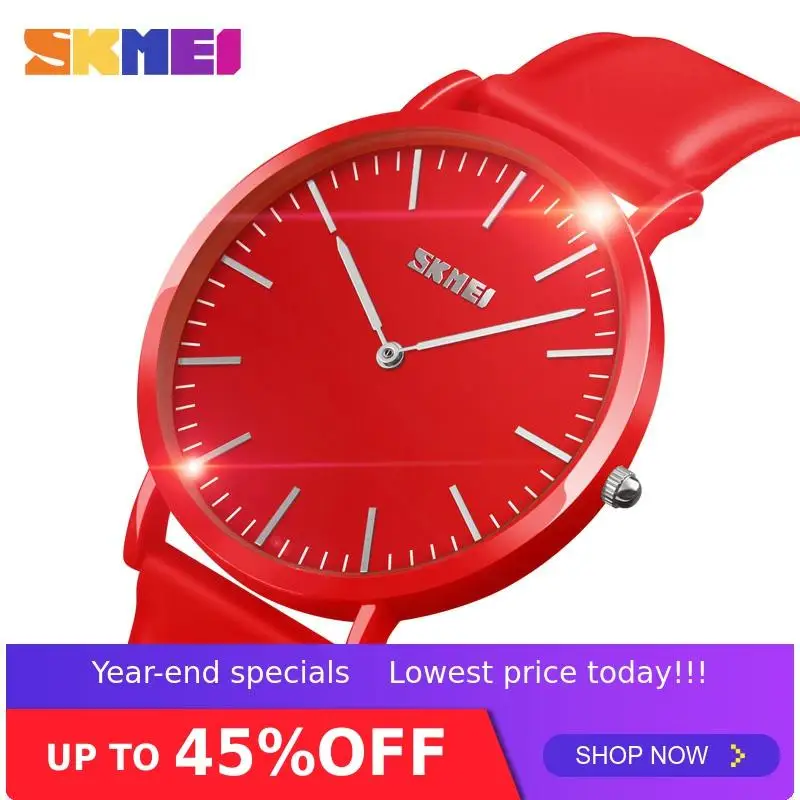 

SKMEI Women Watch Female Leather Band Quartz Wrist Watches Round Large Dial Couple Waterproof Wristwatch Relogio Masculino 9179