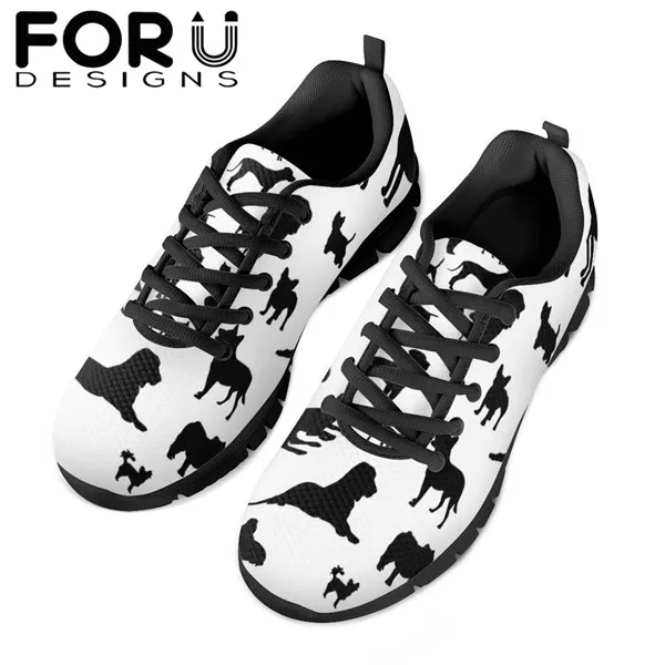 CDYXX0102BAQ FORUDESIGNS/женские кроссовки на платформе; прогулочная обувь из сетчатого материала на шнуровке; обувь на плоской подошве для девочек; женская обувь с милым рисунком собаки, кота; обувь для бега из Вулканизированной Ткани - Цвет: CDYXX0102BAQ