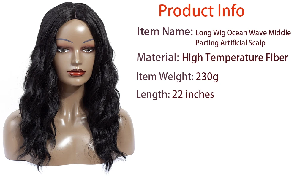 Aigemei Long Wig Water Wave Cosplay Wig Natural Black Synthetic Wigs For Women 22 Inches High Temperature Fiber Hairs