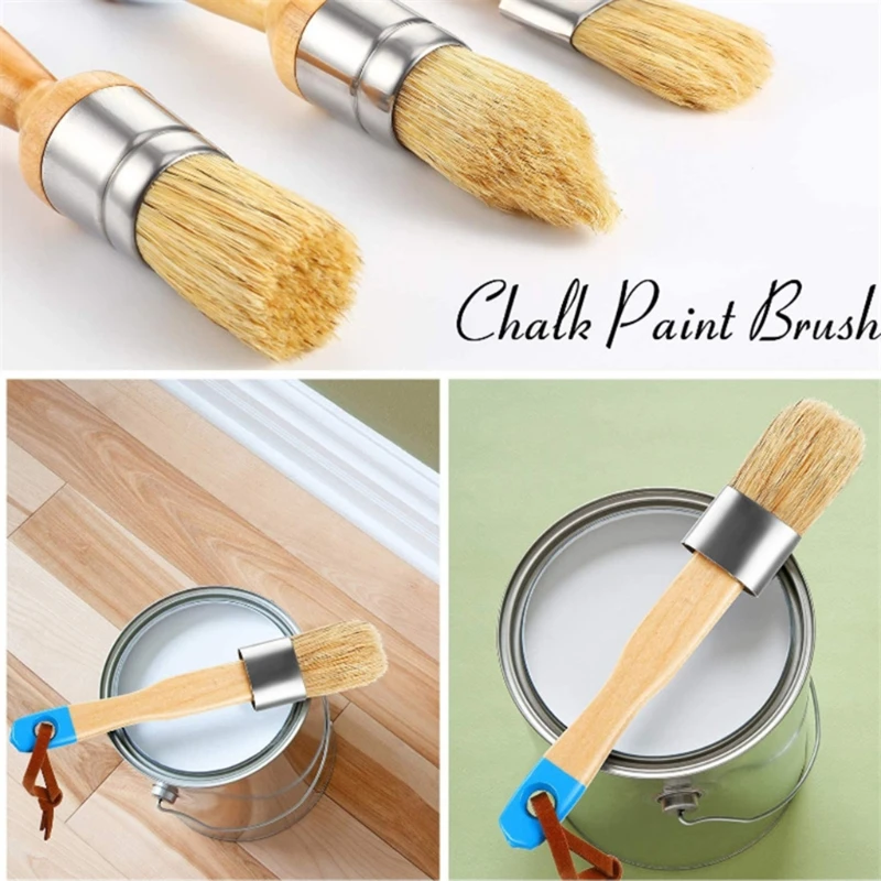 Ergonomic Handle Chalk Wax Paint Brushes Bristle Stencil Brushes Tool 3 Pcs/Set for Home Decor Wood Projects DIY Painting wall painting brush paint roller brush trimming paint brush