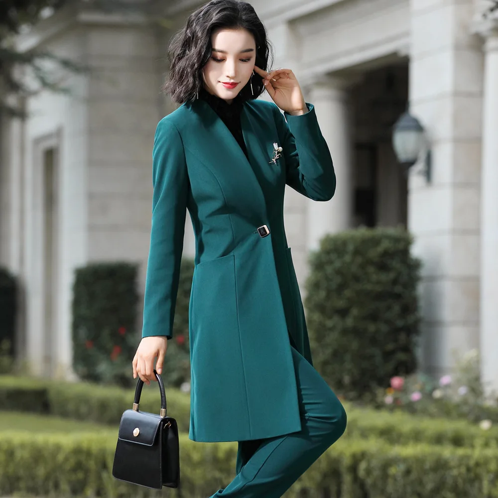 Long jacket pant suit for ladies Clearance