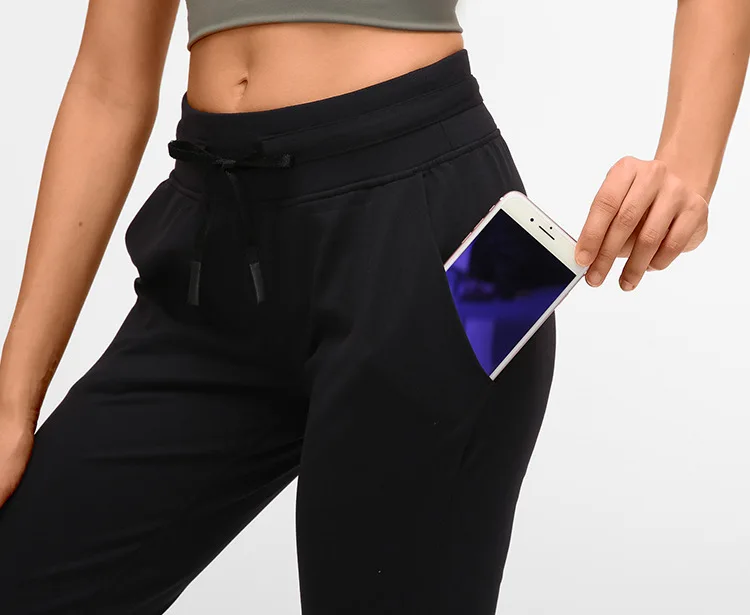 Lulu, качественные, на ощупь, тканевые, для тренировок, спортивные штаны для бега, для женщин, на талии, на завязках, для фитнеса, для бега, спортивные штаны с боковым карманом