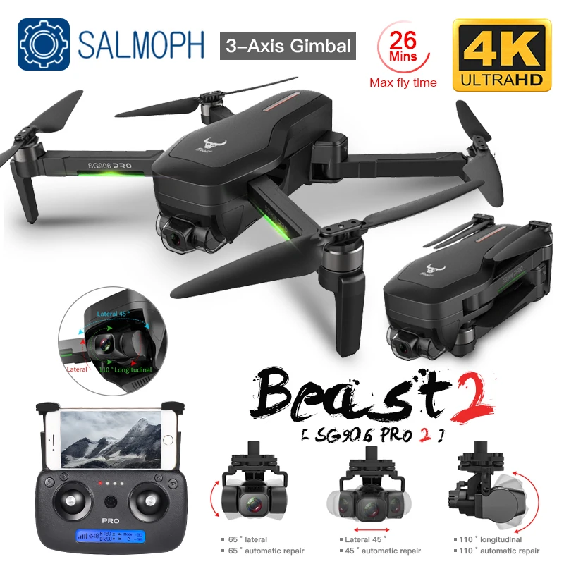 US $119.59 Zll Sg906 Pro 2 Pro2 Sg906 Gps Drone With Wifi 4k Camera ThreeAxis AntiShake Gimbal Brushless Professional Quadcopter Dron
