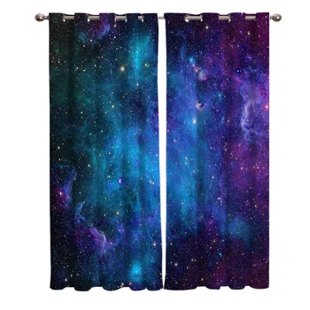 

Starry Sky Space Universe Curtains Window Living Room Curtains Kitchen Indoor Window High Blackout Curtain