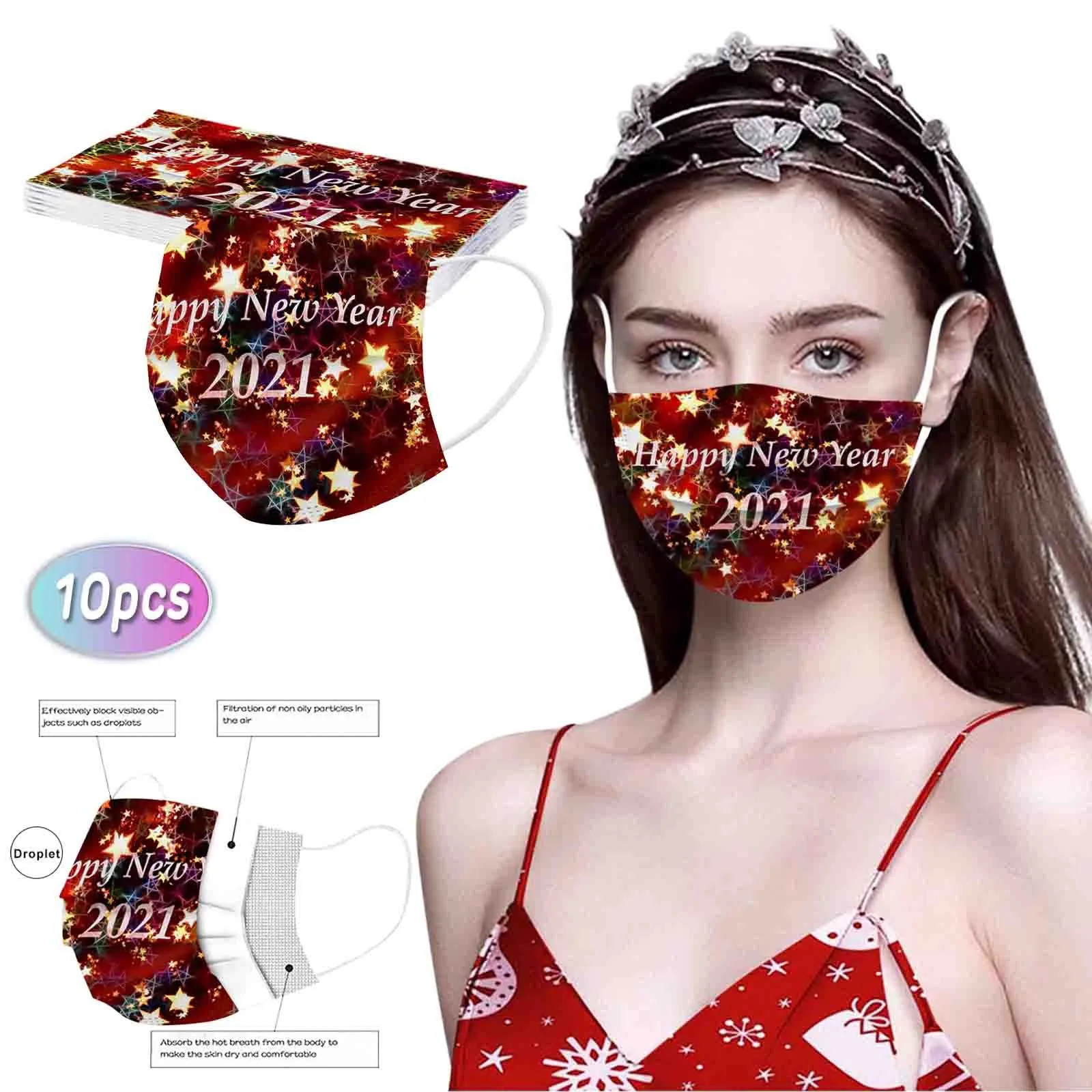 

Adult's mask Disposable Face Mask 3-Layer Face Masks 10PC And Dustproof Windproof Breathable Face Mask Shield Mask For Face