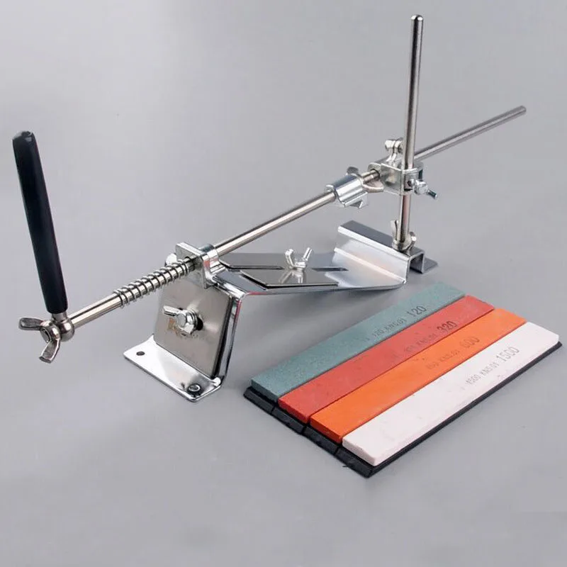 

Professional Knife Sharpener All Metal Steel Kitchen Sharpening System Tools Fix-angle With 4 Sharpening Stone