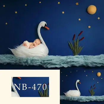 

Photography Background Baby Shower White Swan Decor Blue Backdrop for Photo Studio Backdrop Photo Prop