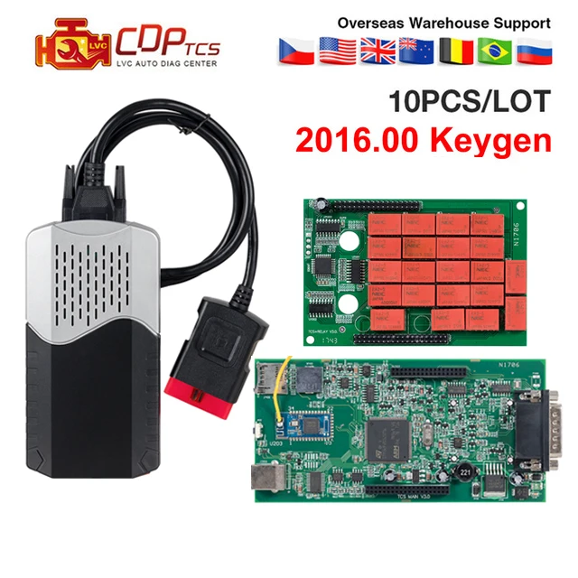 

10PCS/Lot CDP tcs cdp pro V3.0 Double Green board Bluetooth 2015.R3 keygen OBDII scanner OBD 2 cars trucks scan diagnostic tool
