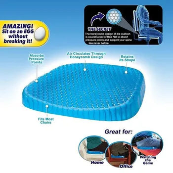 

Comfort Orthopedic Chair Seat Cushion Gel Seat Cushion Honeycomb Non-Slip Home Office Seat Cushion For Pressure Relief