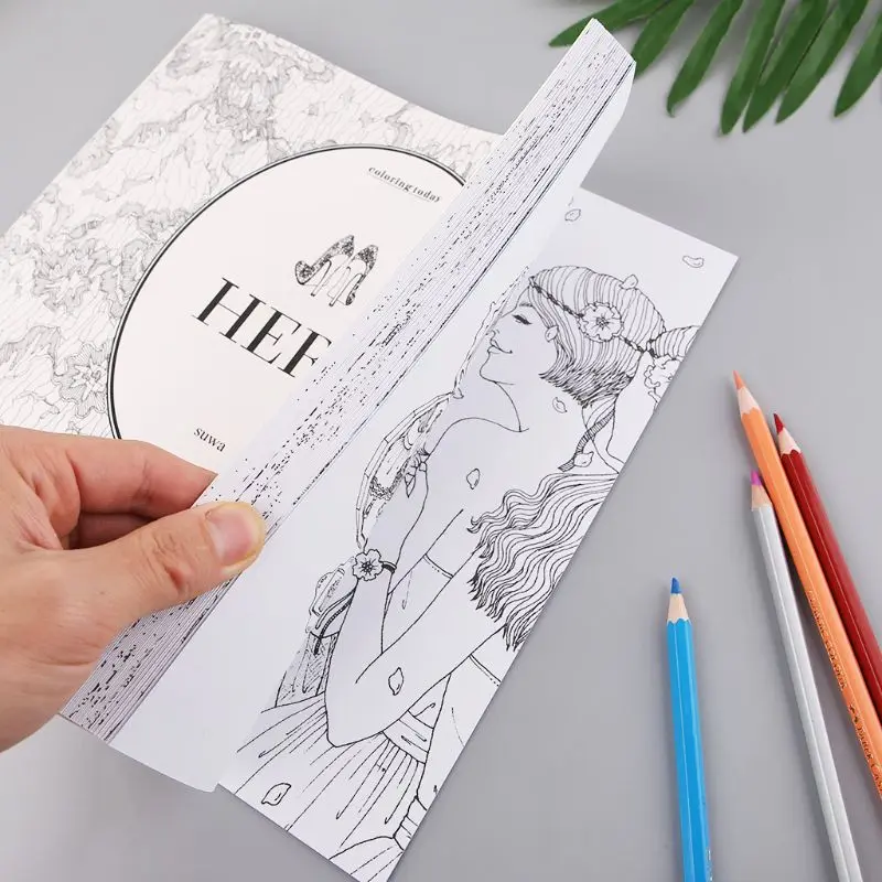 Hers Fashion Design Children Kids Coloring Book Girls Modern Style Drawing Books Graffiti Painting AXYF