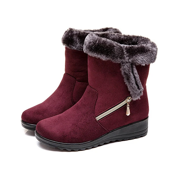 YWEEN/женские зимние ботинки; зимние ботинки на платформе; толстые плюшевые водонепроницаемые Нескользящие ботинки; модная женская зимняя обувь; теплые ботинки на меху - Цвет: Бордовый