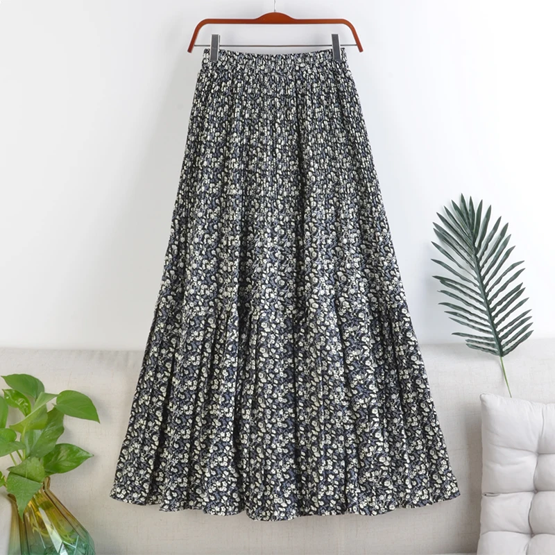 Falda larga con estampado de leopardo para mujer, Falda plisada Retro de cintura alta, a la moda, estilo bohemio, para vacaciones y sol, 2021