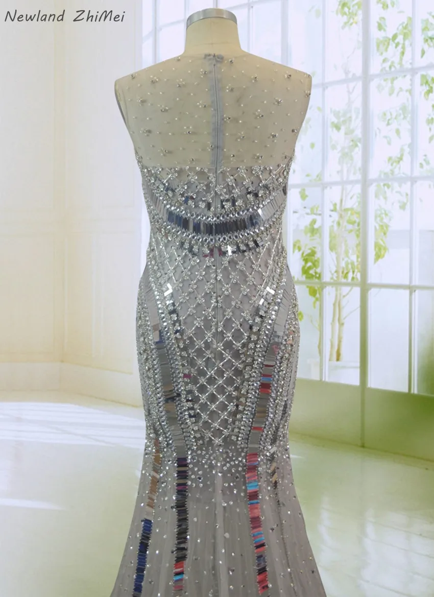 Newland ZhiMei, роскошное платье для выпускного вечера, новинка, прозрачные, ручной работы, потрясающие, с кристаллами, с блестками, из тюля, женские вечерние платья