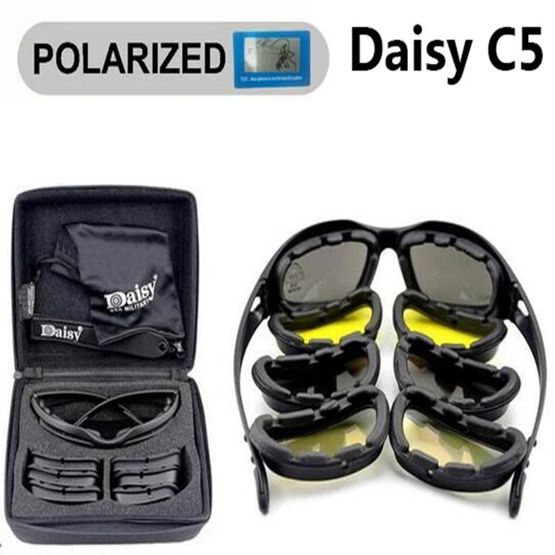 Спортивные поляризационные солнцезащитные очки Daisy C5 X7, тактические военные очки, мужские очки для охоты, стрельбы, страйкбола, 4 линзы, походные очки