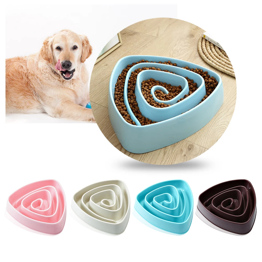 

Triangular Dog Slow Eating Training Bowl Puppy Cats Plastic Food Feeding Bowl Pet Avoid Choke Feeder Pet Dog Bowls Supplies