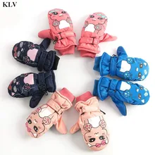 Теплые бархатные Нескользящие зимние варежки для мальчиков и девочек; Детские Зимние перчатки; водонепроницаемые и ветрозащитные детские перчатки; детская рукавица с рисунком