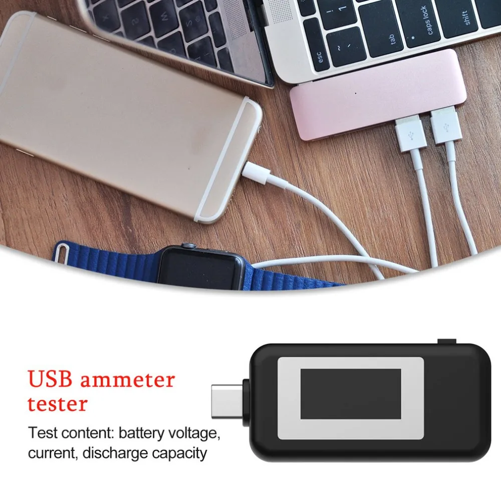 Тип usb-C ЖК-дисплей вольтметр тестер DC4-30V 0-5.1A Амперметр Напряжение измеритель тока, для батареи зарядки измерения кабеля